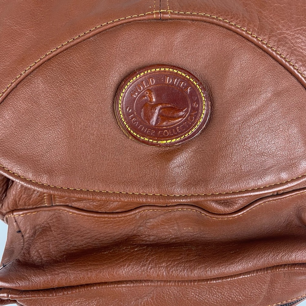 Leather Backpack Large Gold Duck Brown Shoulder Bag Travel Hiking Book Bag, Fine - Picture 5 of 11